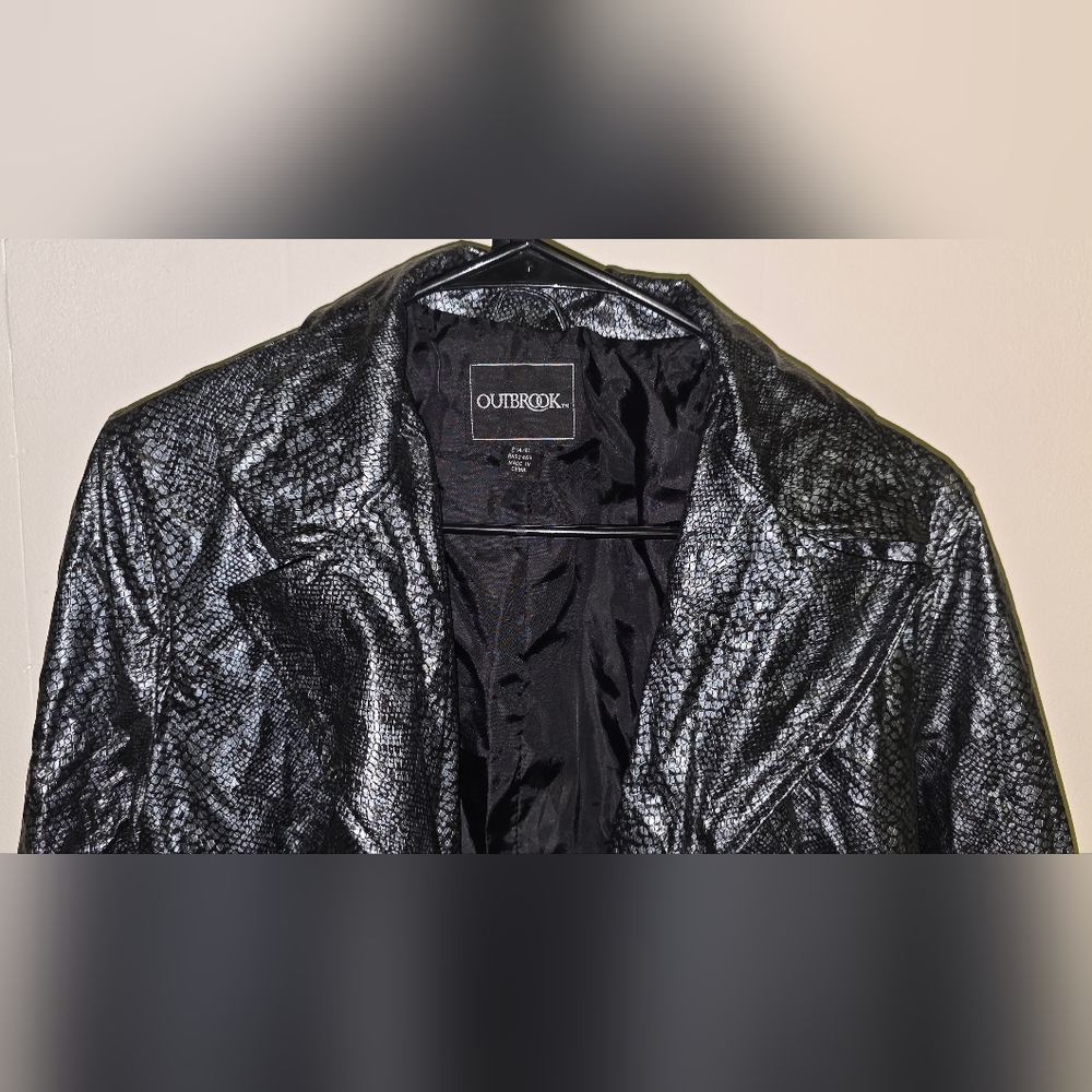 Women's Black And Silver Snakeskin Print Coat By Outbrook